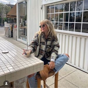 ZARA brown and tan plaid coat NWOT